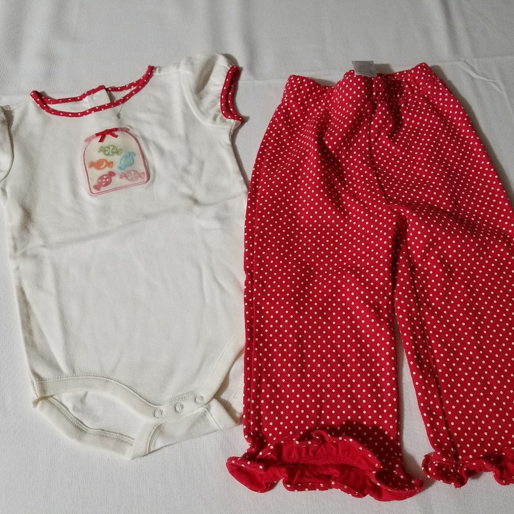 Gymboree Vintage Sweeter Than Candy 12-18 month NWT Pants, NWOT Bodysuit has pla